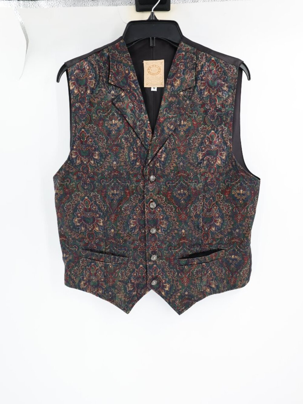 VTG Wah Maker Vest Mens Medium Frontier Paisley Western True West Arizona saloon